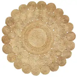 Walmart Ox Bay Cora 6' Round Beige and Brown Braided Circles Jute Indoor Area Rug offer