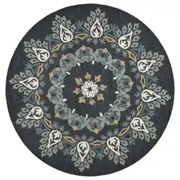 Walmart Ox Bay Ellie 4' Round Charcoal Floral Medallion Indoor Area Rug offer