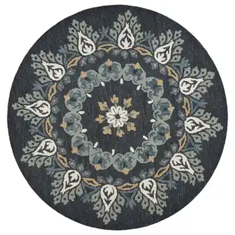 Walmart Ox Bay Ellie 4' Round Charcoal Floral Medallion Indoor Area Rug offer