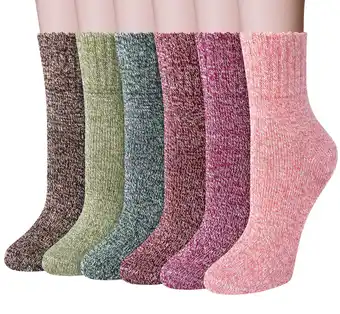 Walmart Loritta 6 Pairs Women Wool Socks Thick Knit Warm Winter Socks for Women Gifts Size 5-9 offer