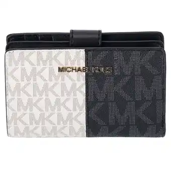 Walmart Michael Kors Women's Jet Set Travel Medium Bifold Two-Tone Logo Snap Wallet (Black Multi) offer