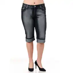 Walmart L'SQUARE Womens Plus Size Stretch BLACK Denim Jeans Capri Pants Size 14-24 38735 offer