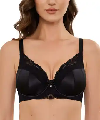 Walmart Wingslove Women's Full Coverage Underwire Push up Bra Unpadded Plus Size Minimizer bra,Black 36DD offer