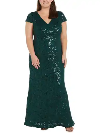 Walmart R&M Richards Womens Plus Sequined Long Evening Dress offer