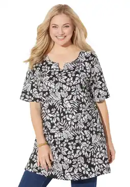 Walmart Catherines Women's Plus Size Easy Fit Notch-Neck Tee offer