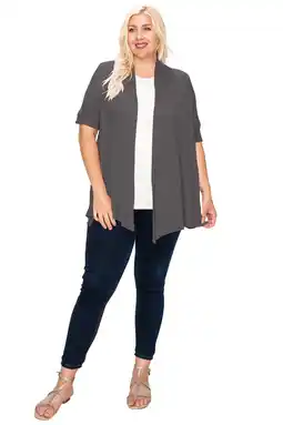 Walmart Women's Plus Size Casual Short Sleeve Open Front Cardigan offer