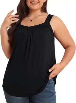 Walmart Daystry Plus Size Tank Tops for Women Loose Fit Lace Sleeveless Women's Summer Tanks Black 3X offer