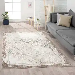 Walmart Ox Bay Anna JaneTransitional Bordered/Damask Polyester Performance Indoor Area Rug, Beige, 5'x7' offer