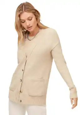 Walmart ellos Women's Plus Size Relaxed Cardigan With Pockets - 22/24, Sand Heather offer