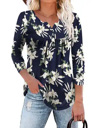 Walmart Traleubie Plus Size Tunic Tops Long Sleeve Casual Solid Henley Shirts for Women M-4XL offer