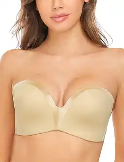 Walmart Wingslove Women's Strapless Multiway Push Up Bra Wireless Plus Size Convertible Bra, Beige 40D offer