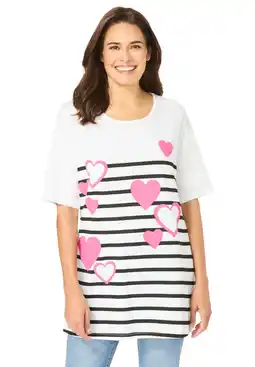 Walmart Woman Within Women's Plus Size Graphic Print Scoop Neck Tunic offer