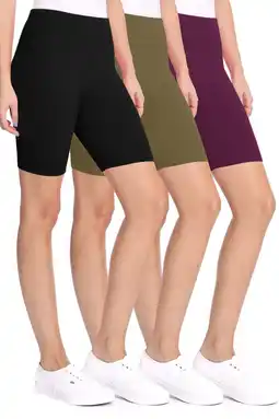 Walmart Women's Casual Seamless High Waist Solid Biker Shorts Pants (Pack of 3) offer