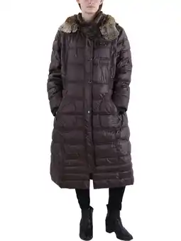 Walmart Laundry by Design Womens Plus Faux Fur Trim Hooded Quilted Coat offer