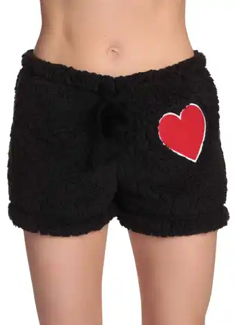 Walmart Just Love Womens Plush Pajama Shorts (Black - Love Heart, 1X) offer