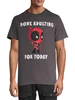 Walmart Marvel Deadpool Men's & Big Men's Graphic Tee Shirt Done Adulting, Sizes S-3X, Marvel Mens Tshirts offer