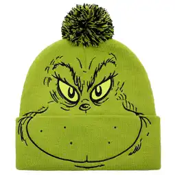 Walmart Dr. Seuss The Grinch Big Face cuffed Knitted Pom Beanie offer