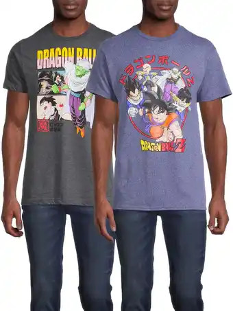 Walmart Dragon Ball Z Men's & Big Men's Anime Graphic Tees, 2-Pack, Sizes S-3XL offer