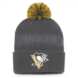 Walmart Men's Fanatics Charcoal Pittsburgh Penguins Authentic Pro Home Ice Cuffed Knit Hat with Pom offer