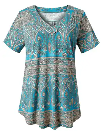 Walmart Traleubie Women's Plus Size Tops Short Sleeve Blouses Flowy Summer Tunic Tops of Female m-4x offer