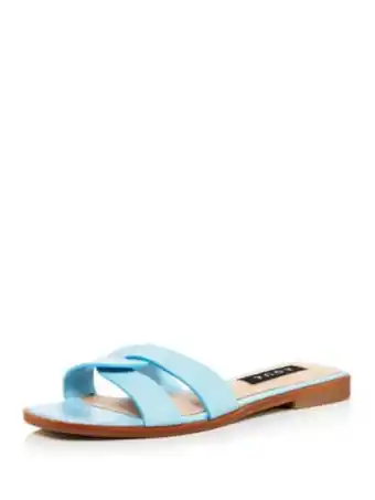 Walmart AQUA Womens Blue Cross Padded Kelly Square Toe Slip On Leather Slide Sandals Shoes 7 M offer