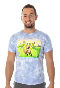 Walmart SpongeBob SquarePants Men's Jump For Joy Bleach Wash Dye T-Shirt (MD) Adult offer