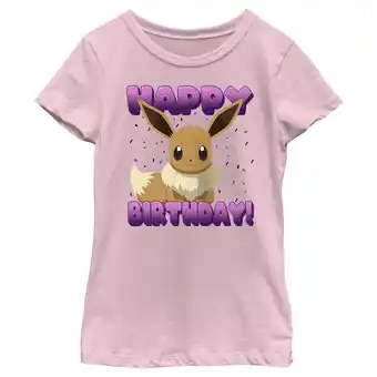 Walmart Girl's Pokemon Eevee Happy Birthday Graphic Tee Light Pink Medium offer