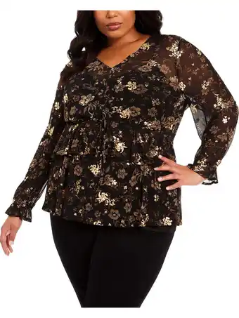 Walmart Style & Co. Womens Plus Metallic Floral Tunic Top offer