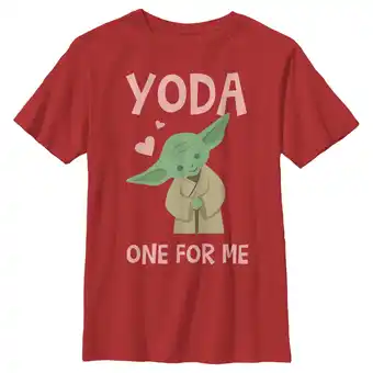 Walmart Boy's Star Wars Valentine's Day Yoda One for Me Simple Graphic Tee Red Medium offer