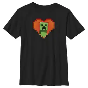 Walmart Boy's Minecraft Valentine's Day Creeper Heart Graphic Tee Black Large offer