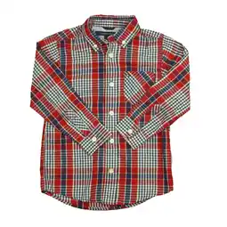 Walmart Pre-owned: Tommy Hilfiger Boys Red | Blue Plaid Button Down Long Sleeve size: 4T (Excellent) offer