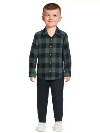 Walmart Wrangler Toddler Boys’ Long Sleeve Flannel Shirt and Joggers Outfit Set, 2-Piece Set, Sizes 2T-4T offer