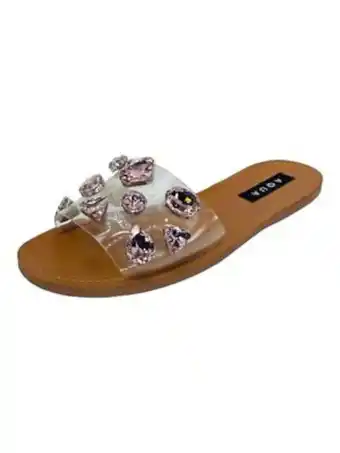 Walmart AQUA Womens Clear Translucent Strap Rhinestone Twink Round Toe Slip On Slide Sandals Shoes 5 M offer