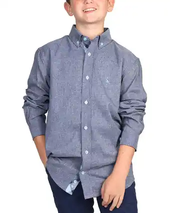 Walmart TailorByrd boys Textured Melange Sportshirt, M/10-12, Blue offer