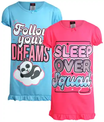 Walmart Angel Face Girls’ Nightgown Pajamas – 2 Pack Sleepwear Night Dress Sleep Shirt (4-14) offer