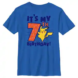 Walmart Boy's Pokemon It’s My 7th Birthday Pikachu Graphic Tee Royal Blue Large offer