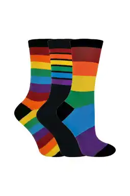 Walmart Sock Snob - Childrens Kids 3 Pair Striped Rainbow Design Casual School Socks offer