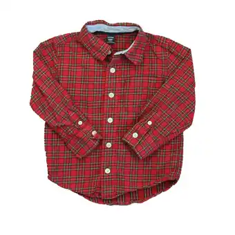 Walmart Pre-owned: Gap Boys Red | Green Plaid Button Down Long Sleeve size: 3T (Good) offer