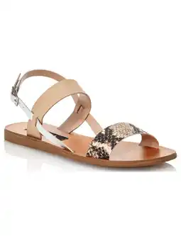 Walmart AQUA Womens Beige Snakeskin Adjustable Strap Sam Round Toe Buckle Leather Slingback Sandal 6 M offer