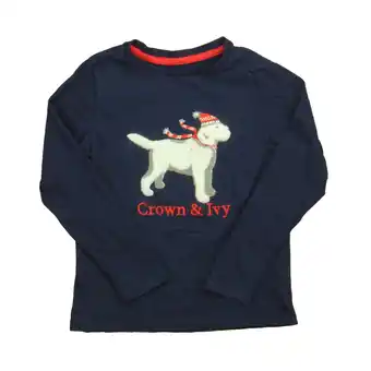 Walmart Pre-owned: Crown & Ivy Boys Navy | White Dog Long Sleeve T-Shirt size: 4T (Good) offer