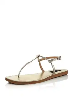 Walmart AQUA Womens Gold Metallic T-Strap Zen Round Toe Buckle Slingback Sandal 9.5 M offer