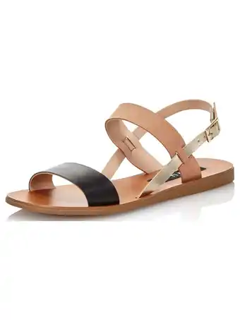 Walmart AQUA Womens Black Adjustable Strap Sam Round Toe Buckle Leather Slingback Sandal 9.5 offer