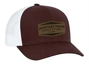 Walmart Heritage Pride EST. 1998 Leather Patch Trucker Snapback Hat-Maroon-White Mesh offer