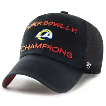 Walmart Men's '47 Black Los Angeles Rams Super Bowl LVI Champions Scene Trucker Clean Up Adjustable Hat offer