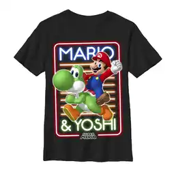 Walmart Boy's Nintendo Mario and Yoshi Graphic Tee Black Medium offer