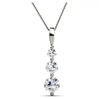 Walmart Cate & Chloe Willow 18k White Gold Plated 3-Stone Necklace with Swarovski Crystals Gift for Women offer