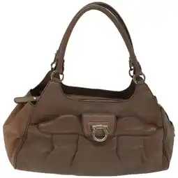 Walmart Pre-Owned Salvatore Ferragamo Gancini Brown Leather Handbag offer