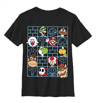 Walmart Boy's Nintendo Mario Characters Wall Graphic Tee Black Medium offer