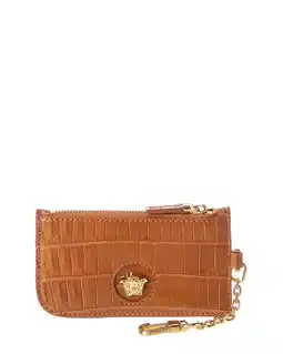 Walmart Versace La Medusa Croc-Embossed Leather Card Holder, Brown offer