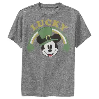 Walmart Boy's Mickey & Friends Mickey Mouse Lucky Rainbow Performance Graphic Tee Charcoal Heather Small offer